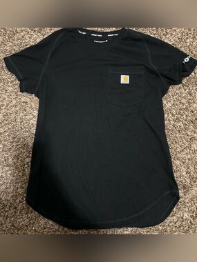 Carhartt women’s Black Short-Sleeve Pocket Tee with Logo Patch